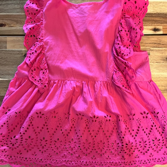 Pink Eyelet Ruffle Sleeve Top - Picture 4 of 4